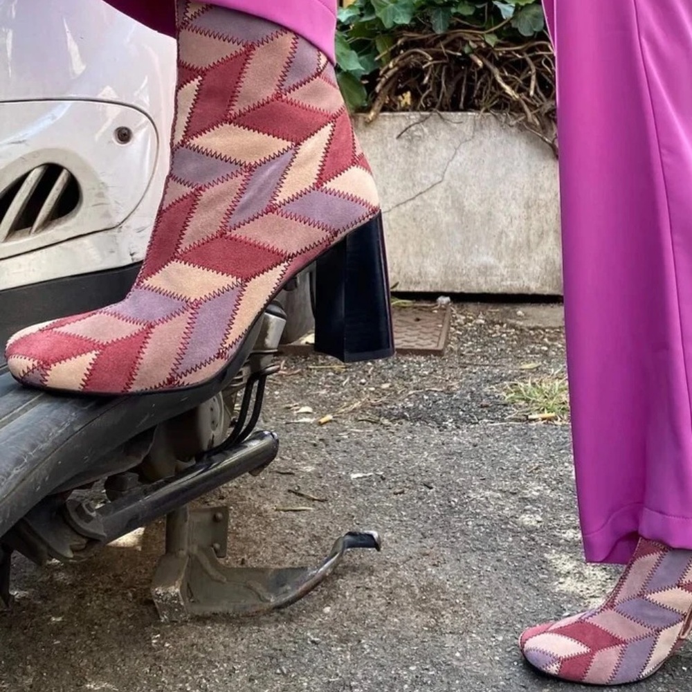 Jeffrey Campbell Pink Multi Chevron Ankle Boots